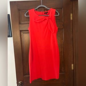 Bright red Banana Republic pencil dress with cute bow detail